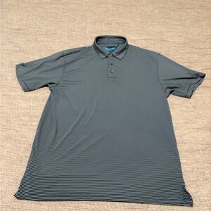 Men's PGA Tour Striped Polo Shirt - Black and Gray